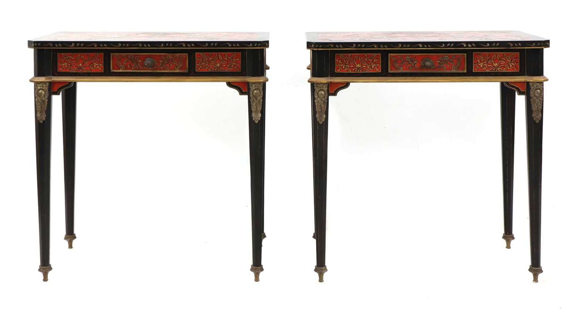 A pair of Napoleon III-style lacquered chinoiserie side tables,