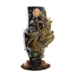 A large majolica pottery vase,