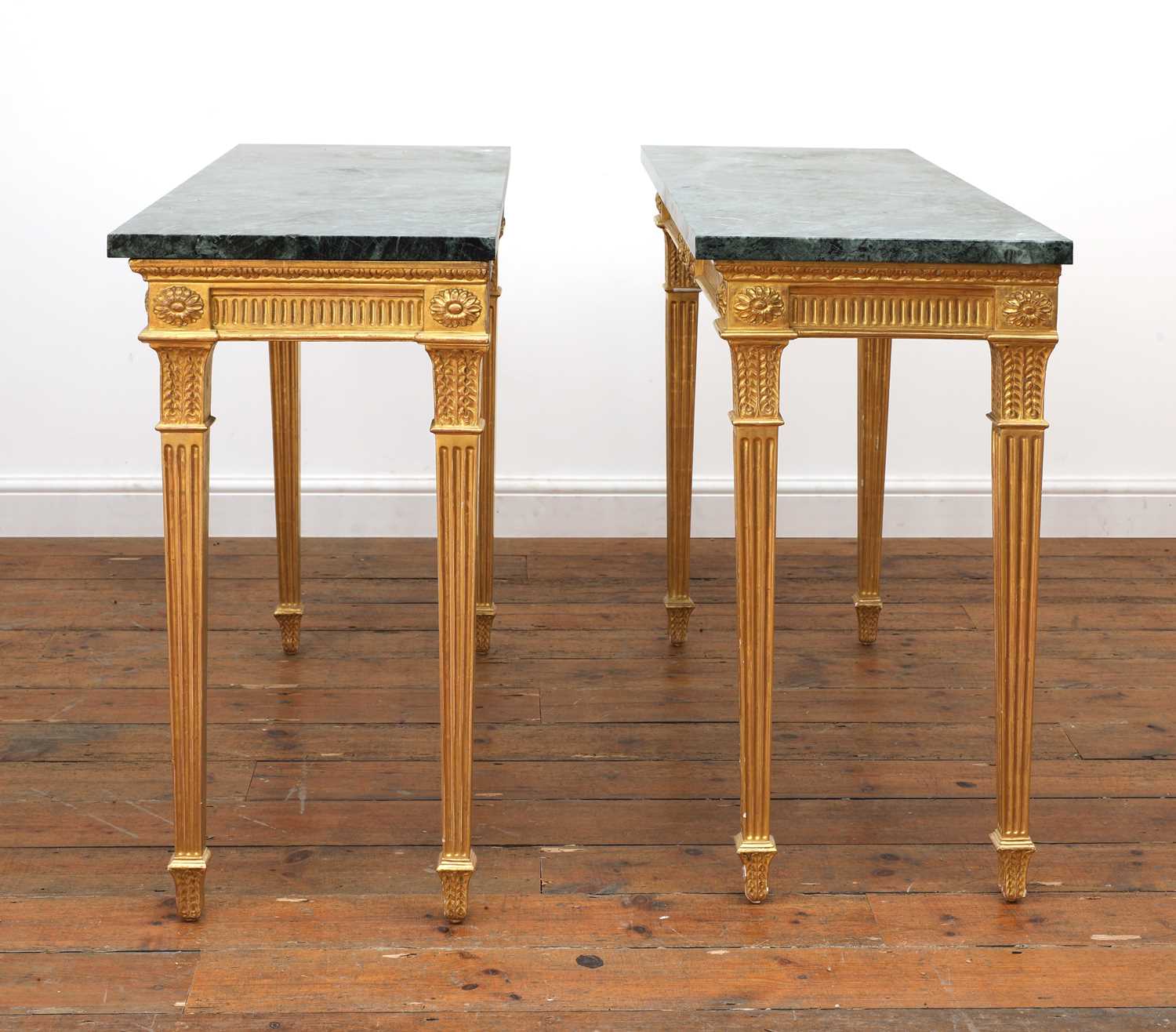 A pair of giltwood console tables in the manner of Robert Adam, - Image 4 of 8