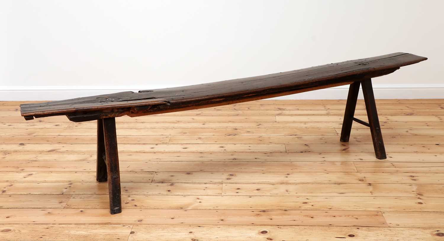 A vernacular oak long bench,