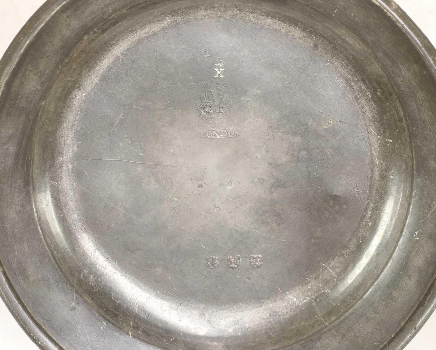 Eight pewter plates, - Image 3 of 5