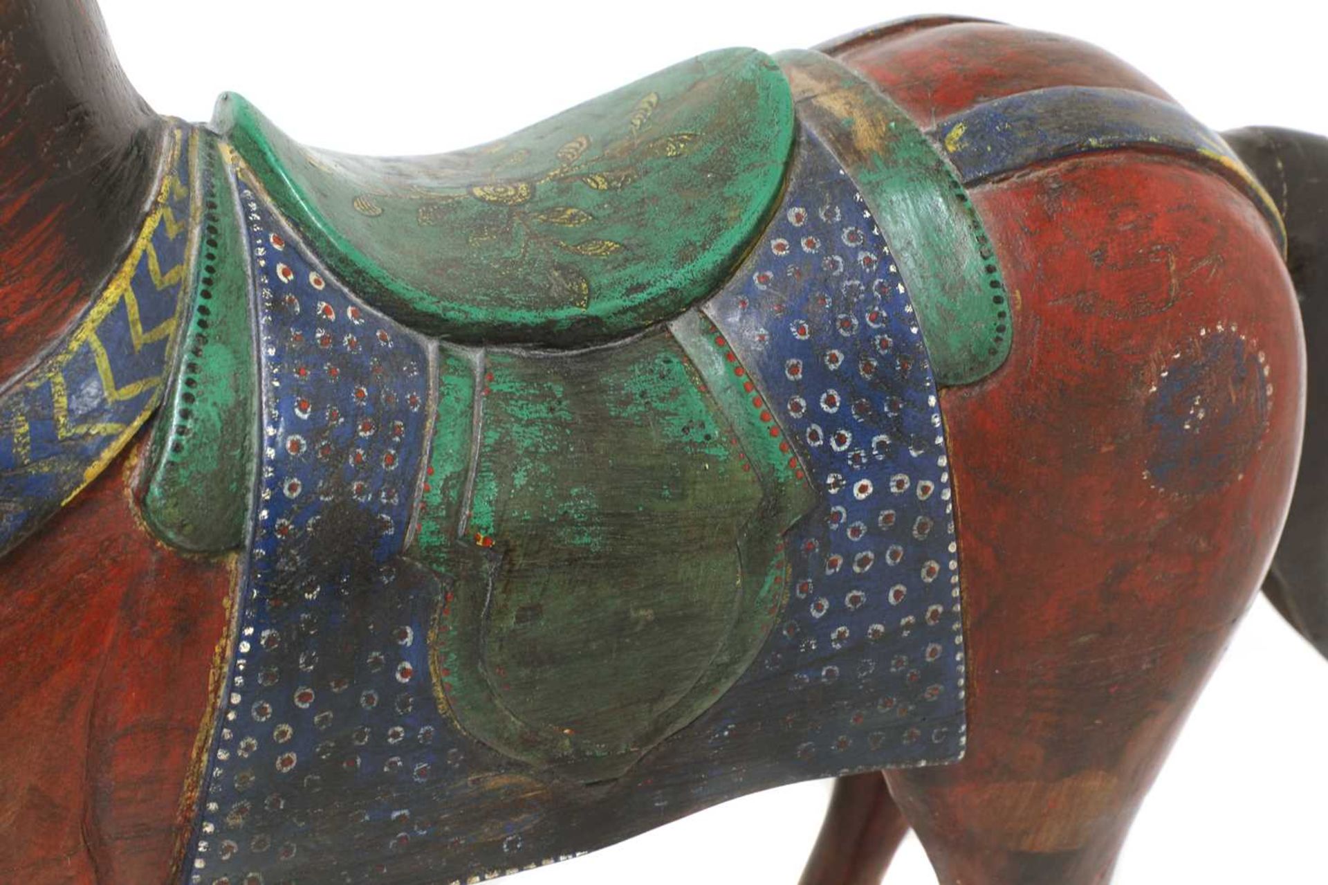 An Indian polychrome painted wooden horse, - Image 5 of 7