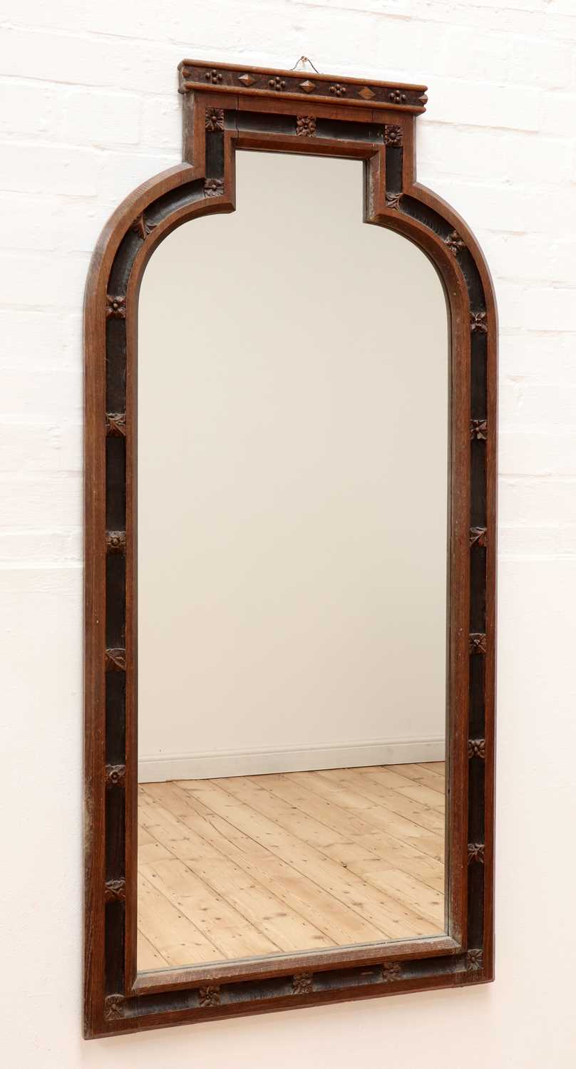 A Gothic oak and ebonised wall mirror, - Image 2 of 3