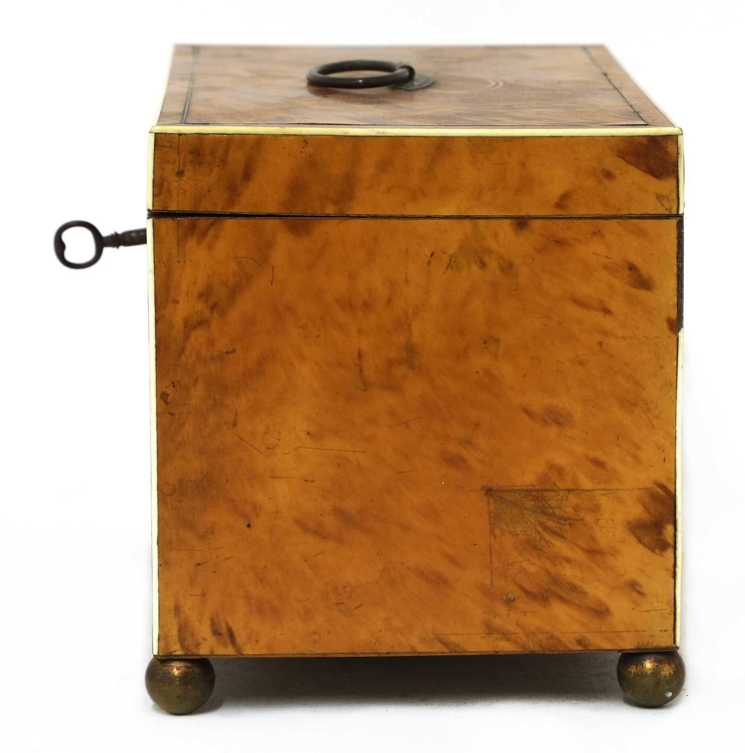 A blond tortoiseshell twin compartment tea caddy, - Image 4 of 12