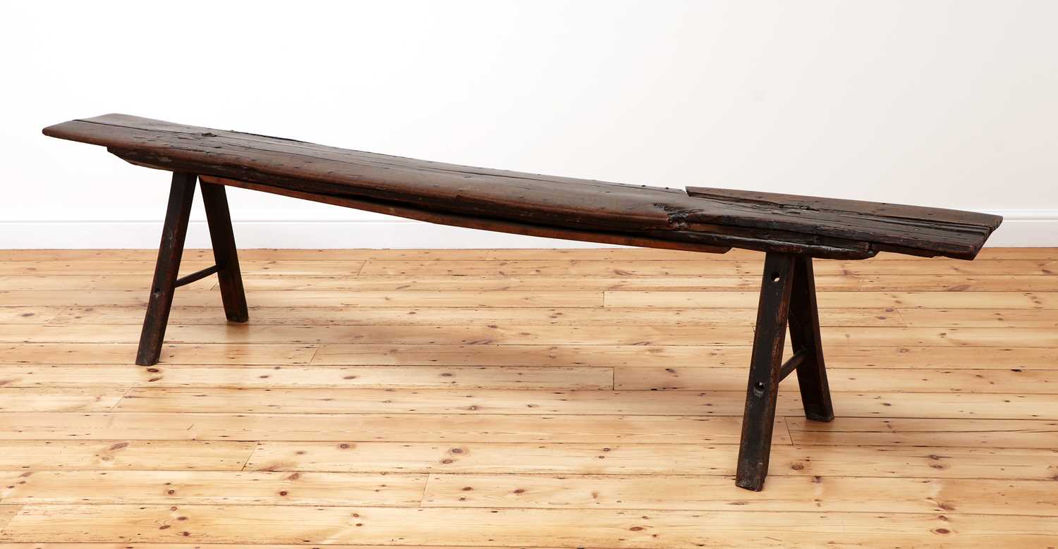 A vernacular oak long bench, - Image 3 of 9