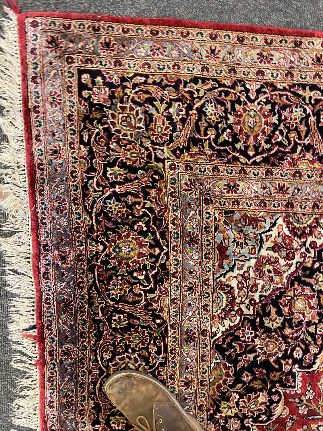 A Persian wool and silk Kashan carpet, - Image 6 of 15