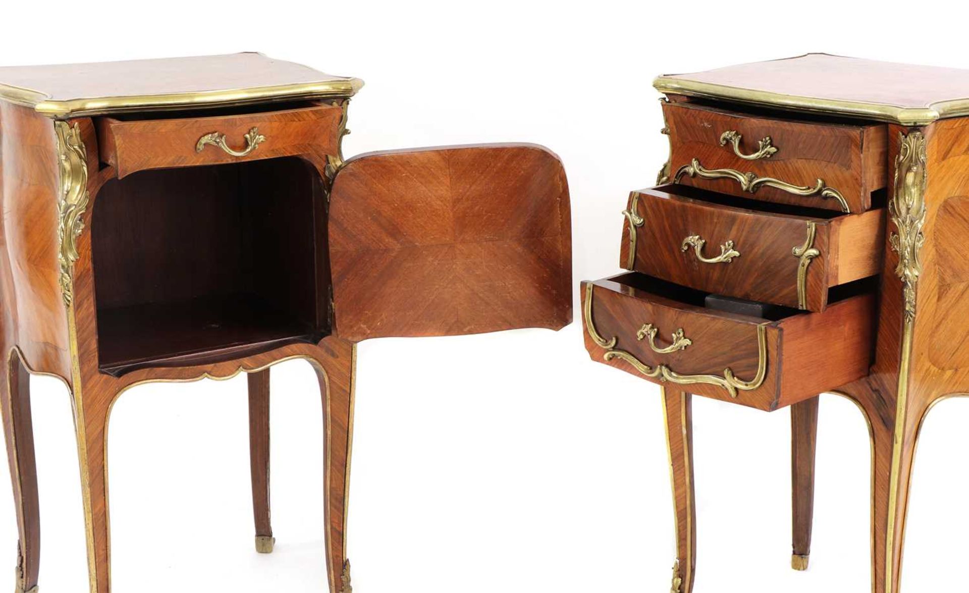 A pair of French Louis XV-style kingwood and ormolu night tables, - Image 7 of 9