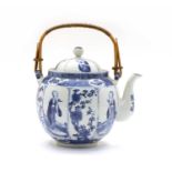 A Chinese export blue and white teapot and cover,