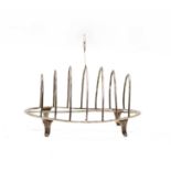 A George III silver seven bar toast rack,