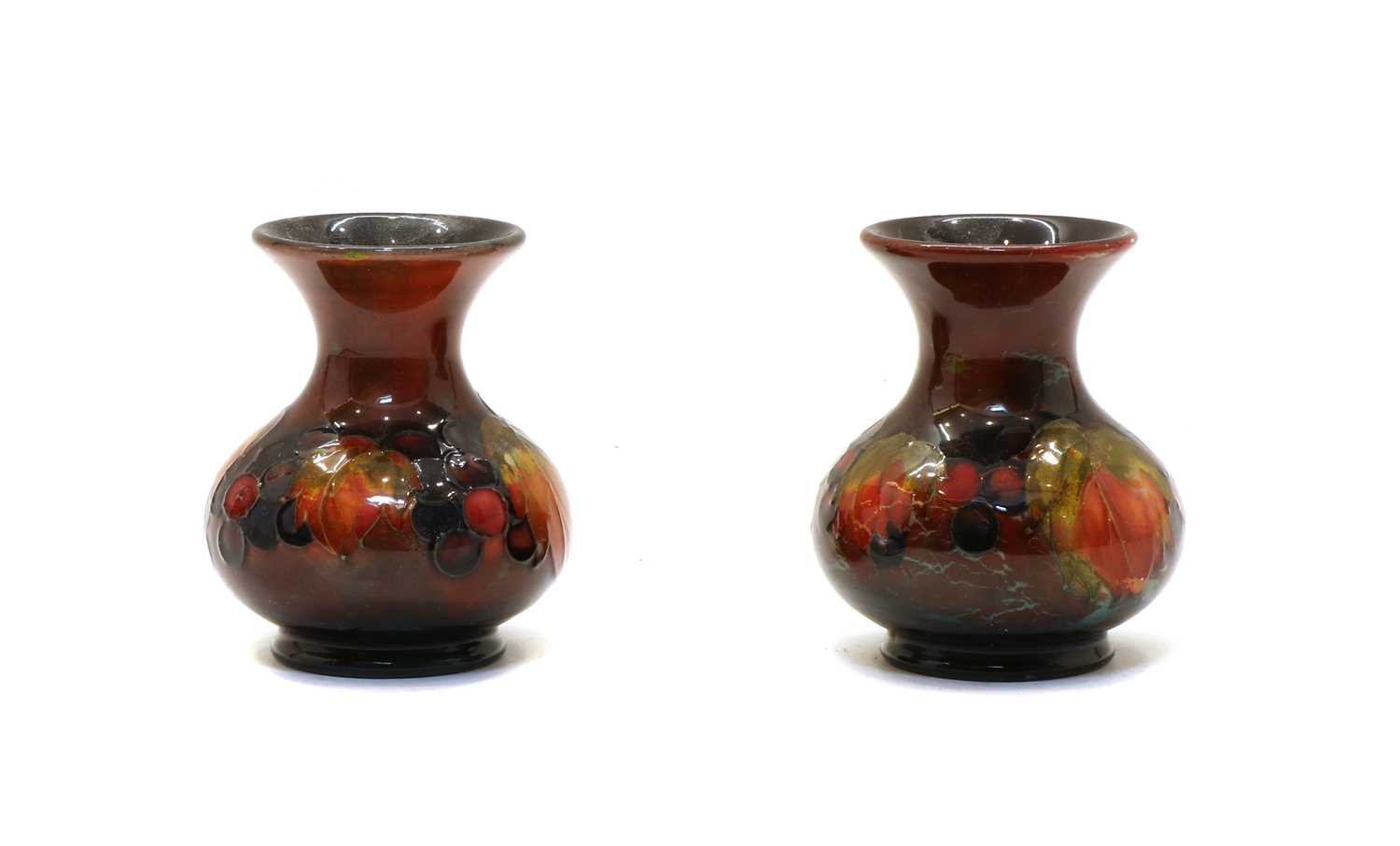 A pair of Moorcroft Flambe vases,