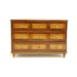 A Continental walnut parquetry commode,