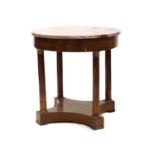 A small French mahogany and marble gueridon,