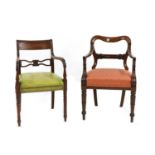 Two 19th century mahogany elbow chairs