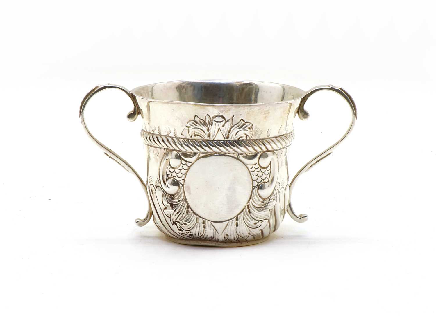 A William and Mary style Britannia silver porringer,