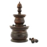 A lignum vitae coffee grinder,