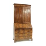 A George III strung mahogany bureau bookcase,