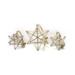 A brass and glass star lantern,