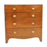 A 19th century inlaid mahogany chest of five drawers,