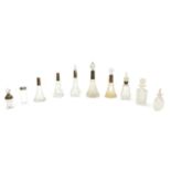 A collection of glass scent bottles,