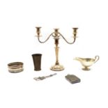 A collection of silver plated items,