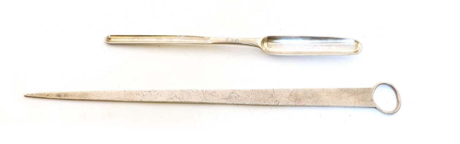 A George III silver meat skewer,