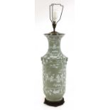 A Chinese-style celadon glazed ceramic table lamp,