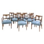 A set of ten Regency mahogany dining chairs,