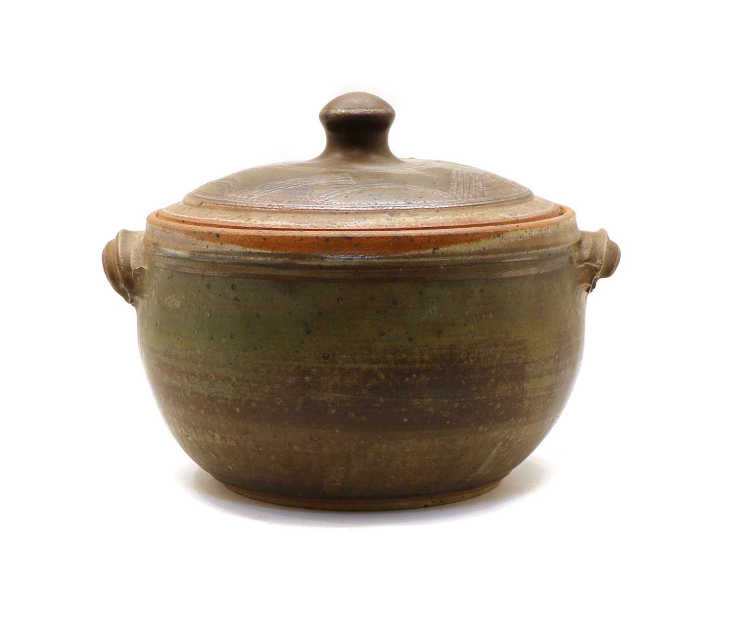 A studio pottery lidded dish and cover,