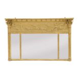 A Regency gilt framed overmantel mirror,