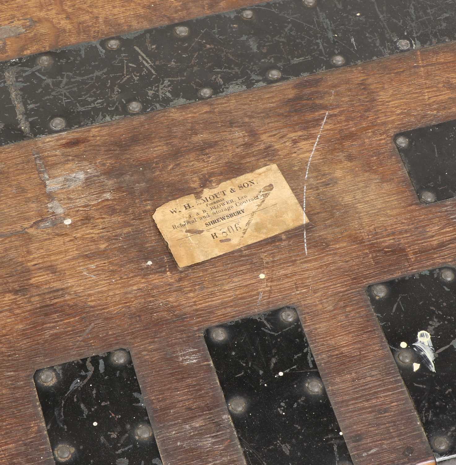 A Victorian iron bound oak silver chest, - Image 7 of 8