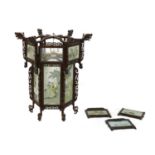 A Chinese hardwood lantern,