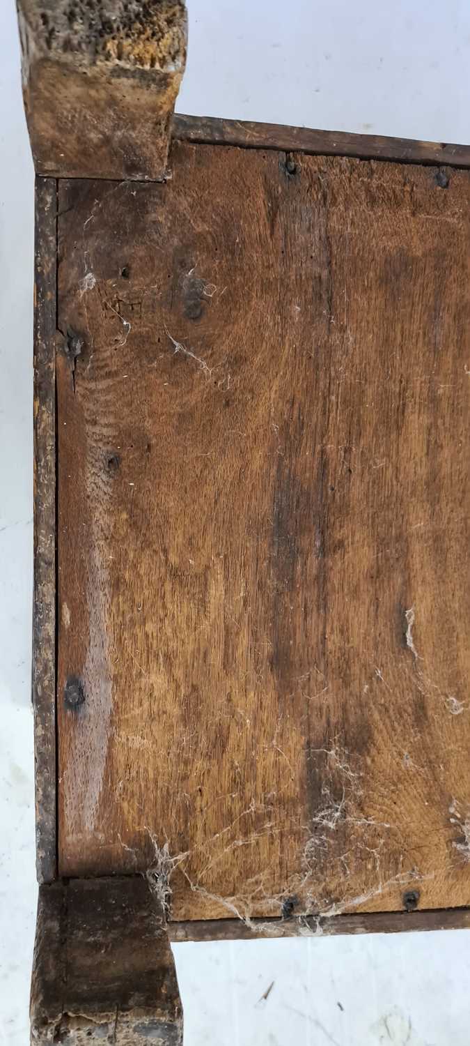A Jacobean oak twin panelled coffer, - Image 19 of 24