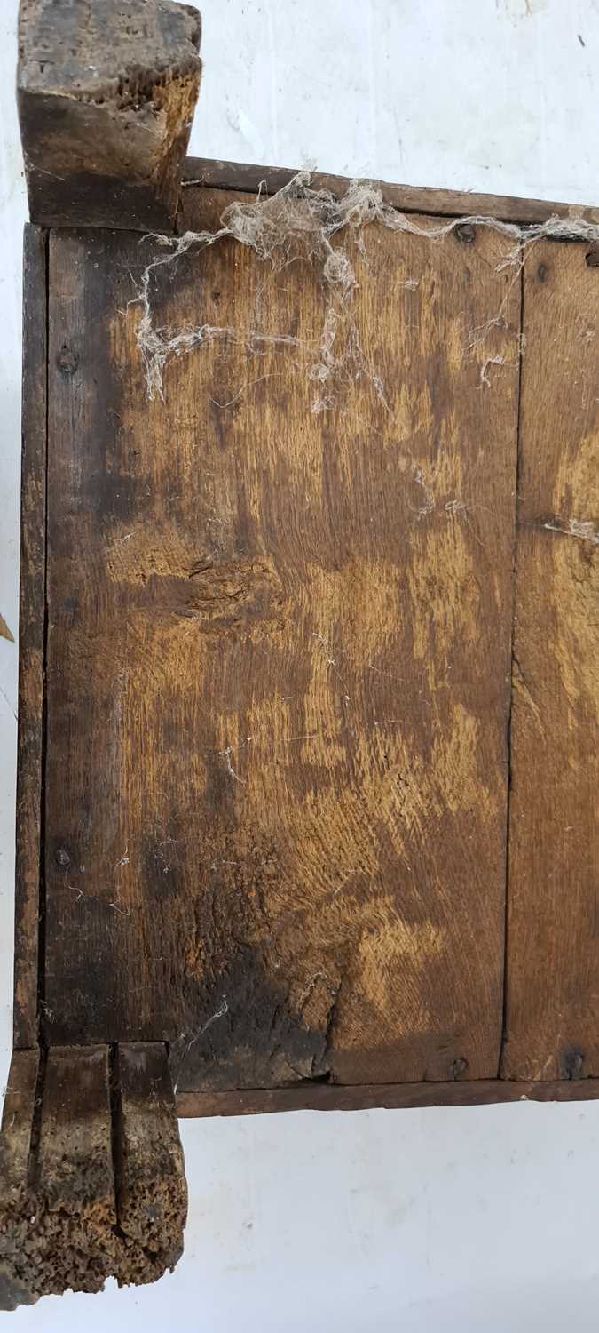 A Jacobean oak twin panelled coffer, - Image 16 of 24