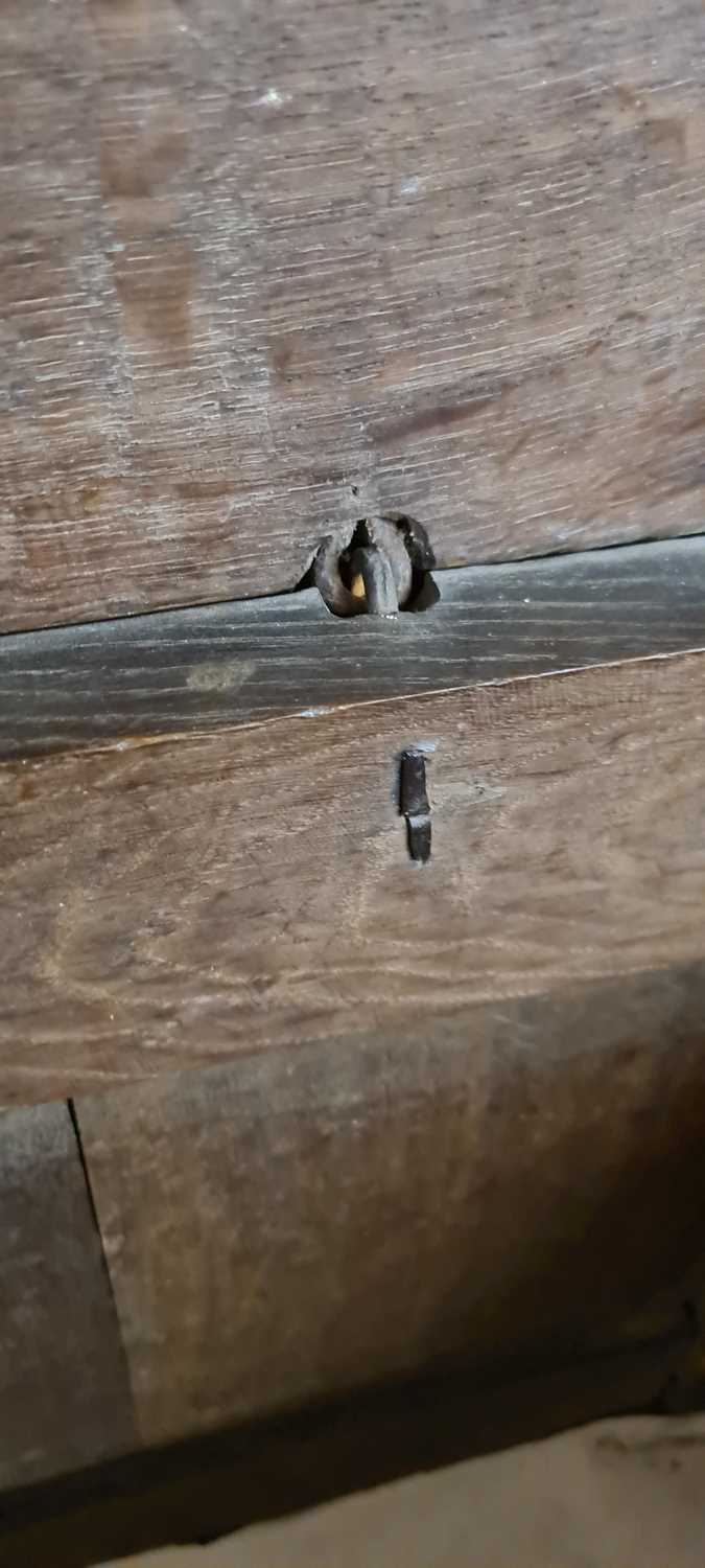 A Jacobean oak twin panelled coffer, - Image 11 of 24