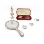 A collection of silver items,