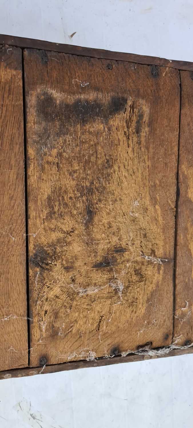 A Jacobean oak twin panelled coffer, - Image 15 of 24