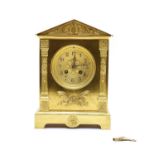 A gilt bronze mantel clock,
