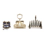 A Victorian silver plated six division toast rack,