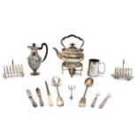 A collection of silver plated items,