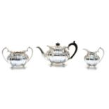 A three piece silver tea service,