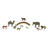 A large collection of wooden Noah's Ark animals