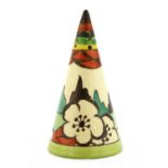 A Clarice Cliff 'Limberlost' conical shaker,