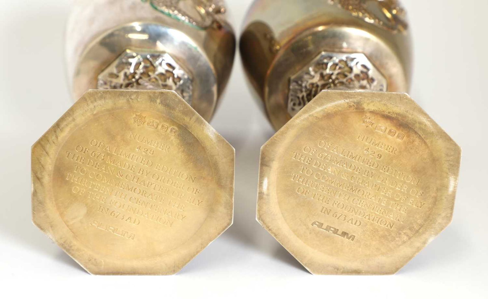 A pair of silver-gilt Ely Cathedral commemorative goblets, - Image 3 of 3