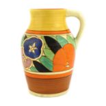 A Clarice Cliff 'Gardenia' Lotus jug,