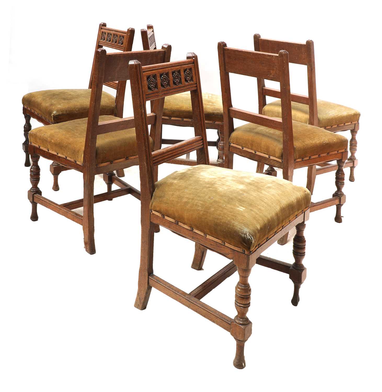 A set of six oak dining chairs, - Image 2 of 2