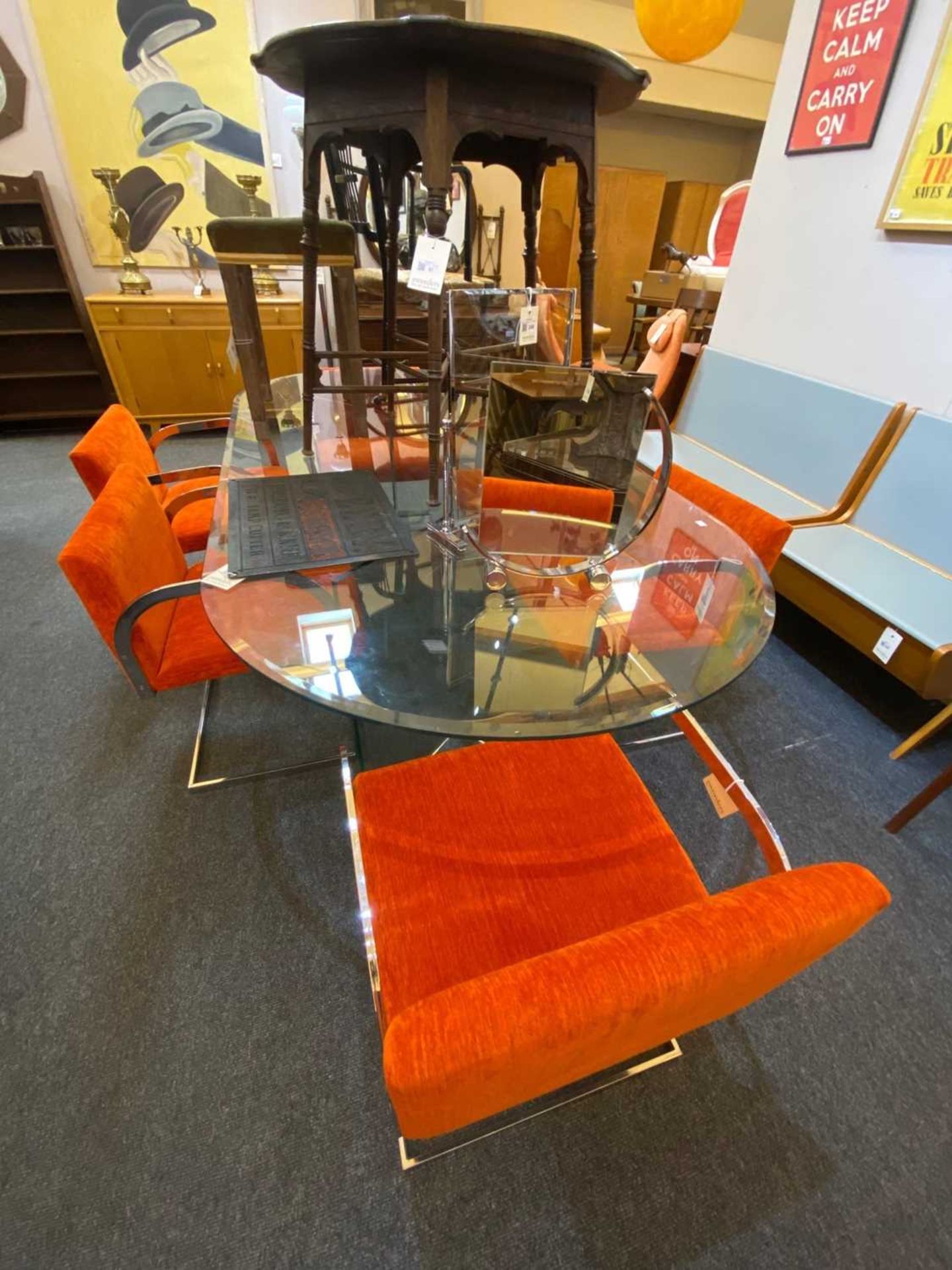 A Continental glass dining table, - Image 6 of 10
