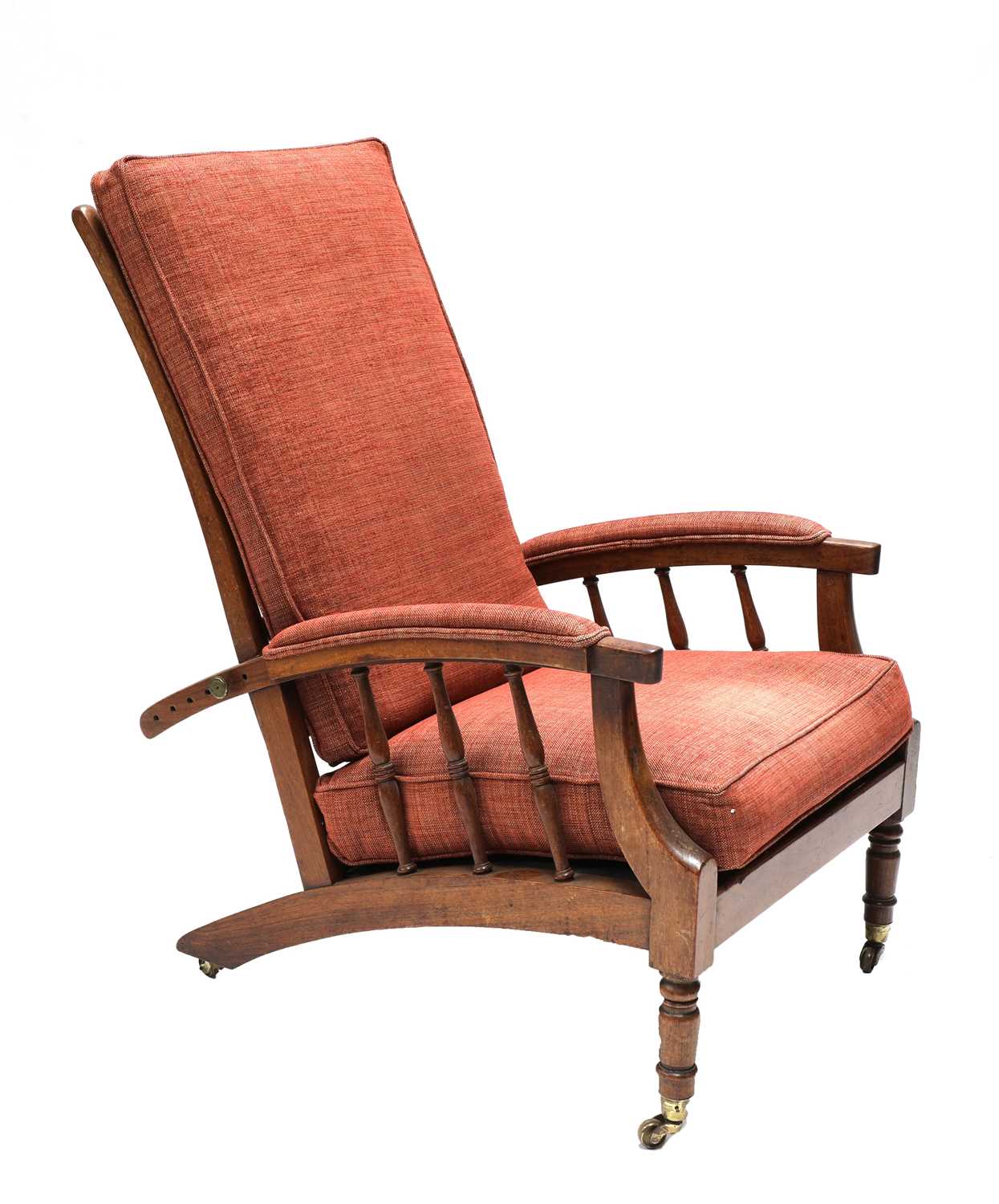 A pair of Morris-type mahogany reclining armchairs, - Image 5 of 9