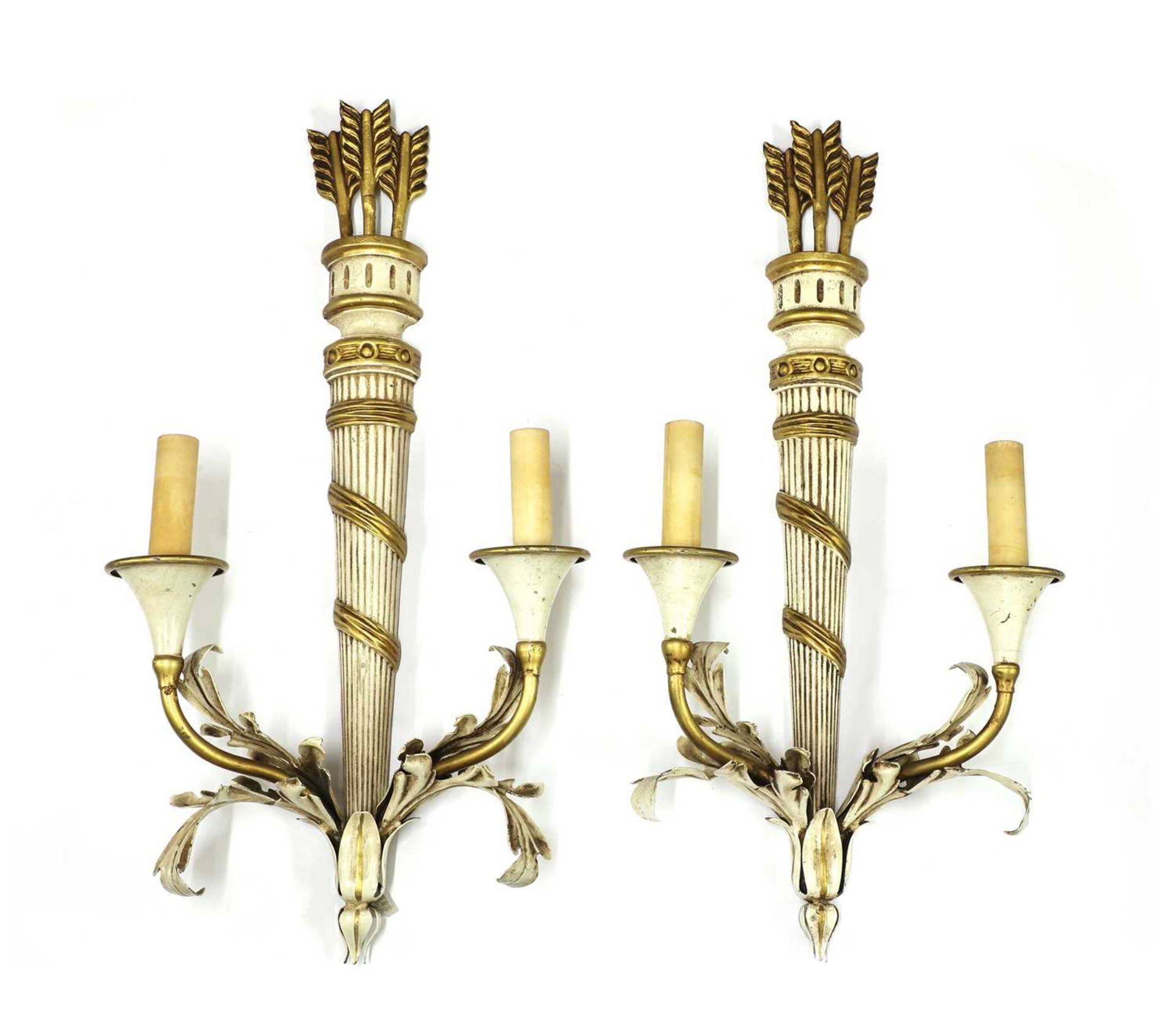 A pair of Italian painted and gilt wall sconces,