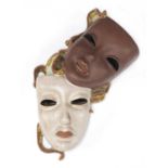 A rare Goldscheider pottery double wall mask 'Comedy and Tragedy,