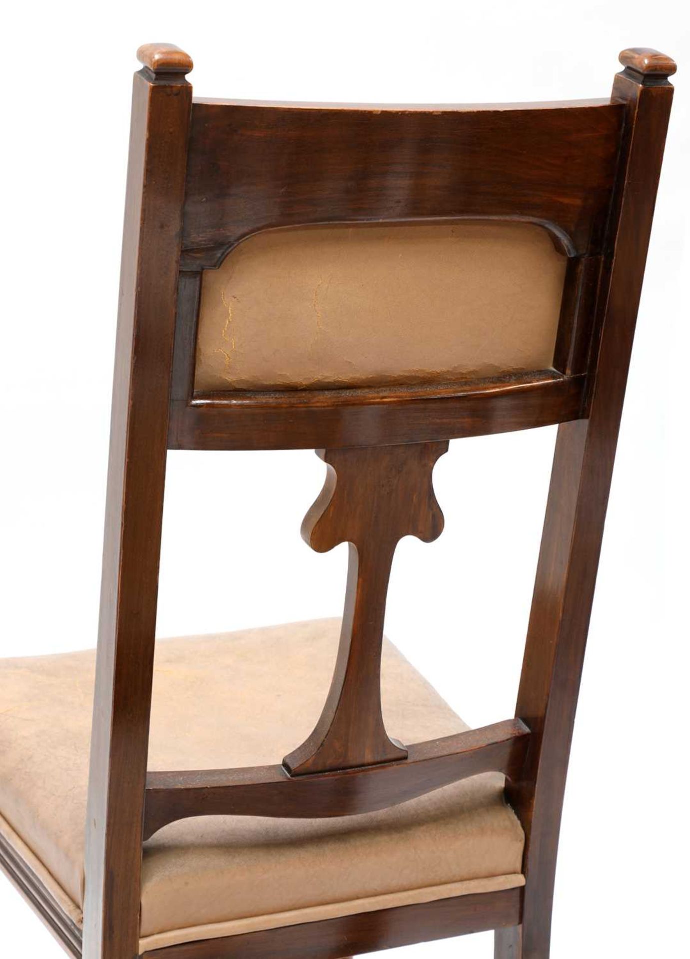 A set of eight Art Nouveau walnut dining chairs, - Image 3 of 6